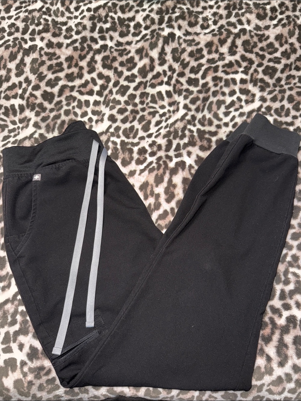 Black Jogger Scrubs with Gray Drawstrings - Picture 3 of 3